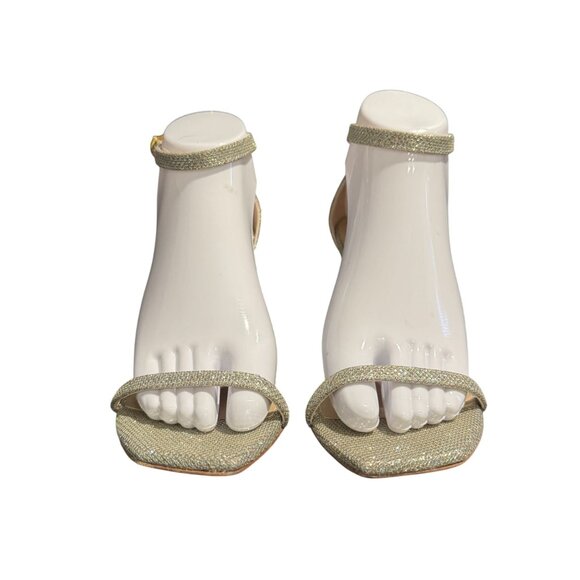 Stuart Weitzman Nudistcurve Ankle Strap Heel Sandal Metallic, Size 7.5 WORN ONCE - Picture 4 of 10